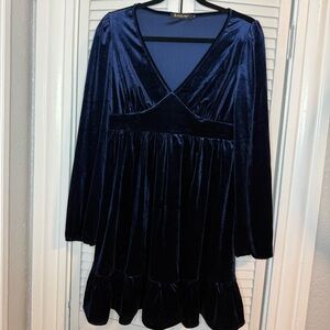 Navy Blue Velvet Dress